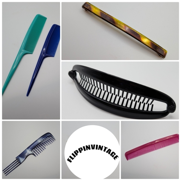 Goody Accessories - VTG Hair Accessories‎ Banana Clips Goody USA Comb Picks Side Rattail Comb Revlon